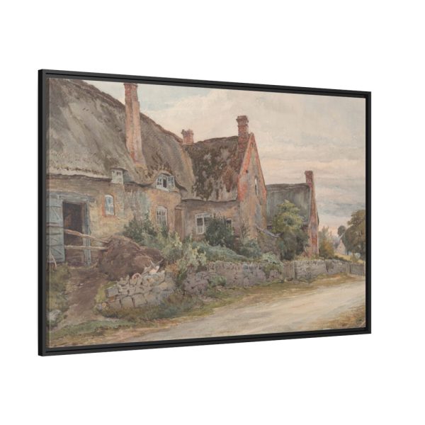 88289-10.jpg Thatched Cottage with Barn Adjoining Framed Canvas