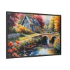 Cottage By A River Framed Canvas