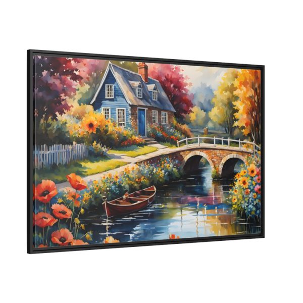 Cottage By A River Framed Canvas