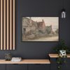 88289-14.jpg Thatched Cottage with Barn Adjoining Framed Canvas