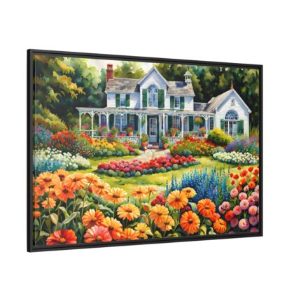 Country Cottage Garden Framed Canvas