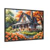 88289-160.jpg Old Fashioned Rustic Cottage in a Flower Garden Framed Canvas