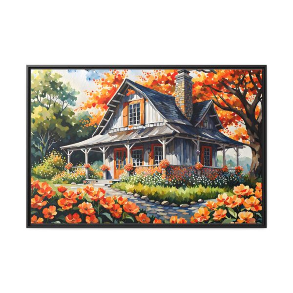88289-161.jpg Old Fashioned Rustic Cottage in a Flower Garden Framed Canvas