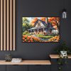 88289-164.jpg Old Fashioned Rustic Cottage in a Flower Garden Framed Canvas