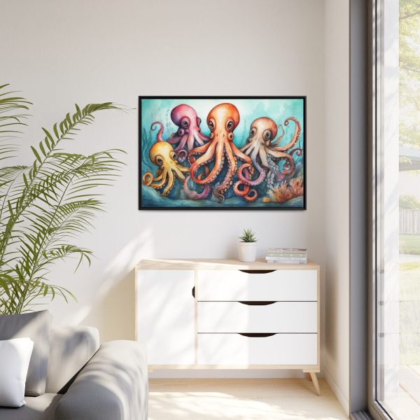 88289-208.jpg Cute Art Of Cartoon Octopuses Framed Canvas