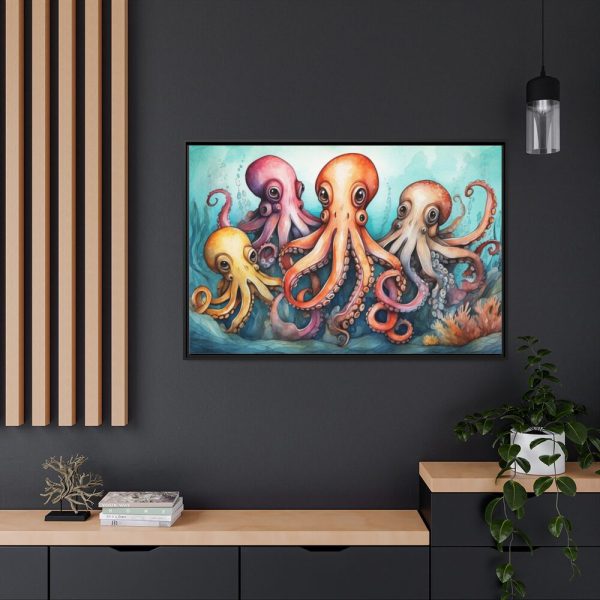88289-209.jpg Cute Art Of Cartoon Octopuses Framed Canvas