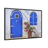 88289-210.jpg Blue Door and Pink Flower Framed Canvas
