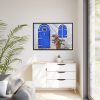 88289-213.jpg Blue Door and Pink Flower Framed Canvas