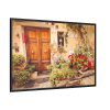 88289-215.jpg Wooden Door With Flowers in The Front Framed Canvas
