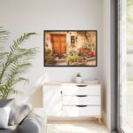 Wooden Door With Flowers in The Front Framed Canvas - Image 4
