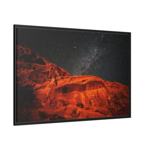 88289-265.jpg Glowing Red Mountain Under Starry Sky Framed Canvas