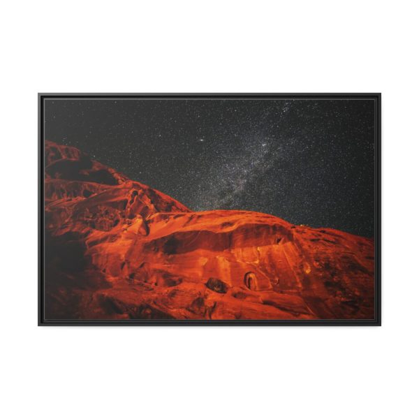 88289-266.jpg Glowing Red Mountain Under Starry Sky Framed Canvas