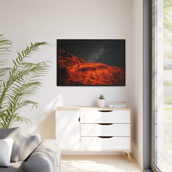 88289-268.jpg Glowing Red Mountain Under Starry Sky Framed Canvas