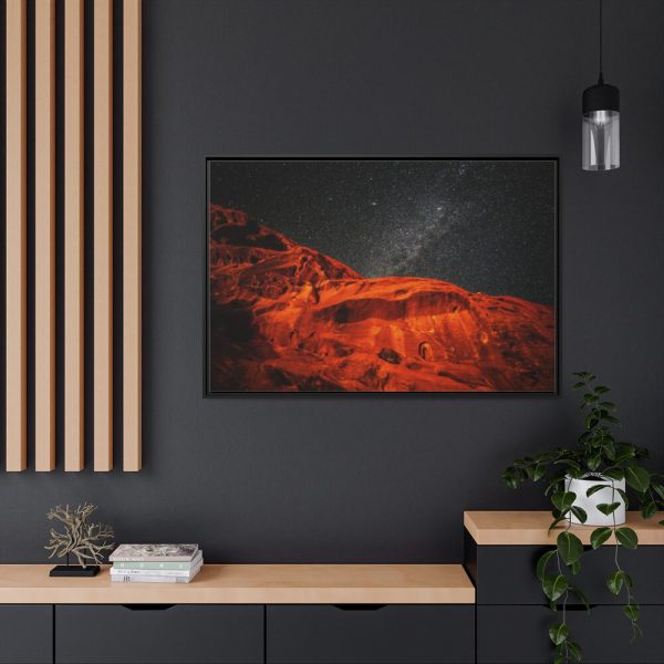 88289-269.jpg Glowing Red Mountain Under Starry Sky Framed Canvas