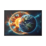 Planets Earth and Sun in Space Framed Canvas - Image 2