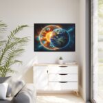 Planets Earth and Sun in Space Framed Canvas - Image 4