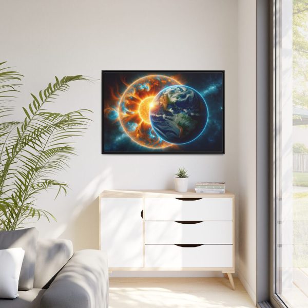 88289-393.jpg Planets Earth and Sun in Space Framed Canvas