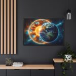 Planets Earth and Sun in Space Framed Canvas - Image 5
