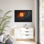 Vibrant Depiction of Solar System in Horizontal Format Framed Canvas - Image 4
