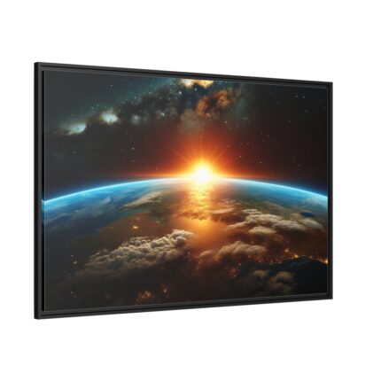 Beauty of Celestial Sunrise Over Earth Framed Canvas