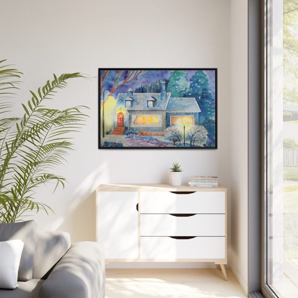 88289-43.jpg Cottage In Winter Framed Canvas