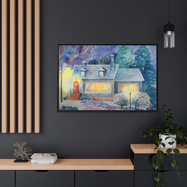 88289-44.jpg Cottage In Winter Framed Canvas