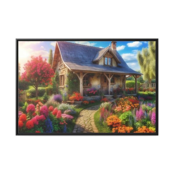 88289-56.jpg Flower Garden With Cottage Framed Canvas