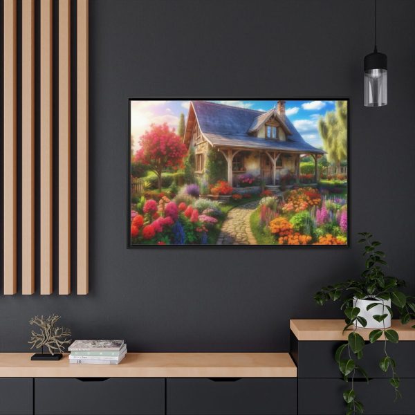 88289-59.jpg Flower Garden With Cottage Framed Canvas