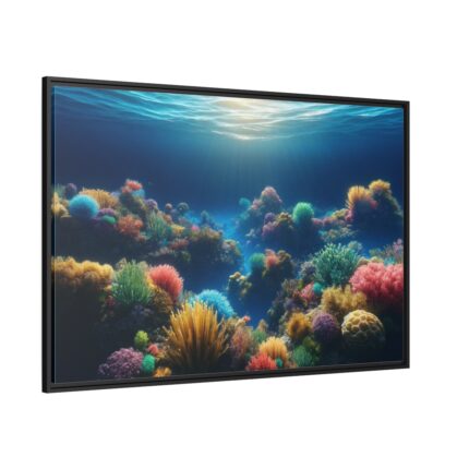 Colorful Coral in the Deep Blue Ocean Framed Canvas