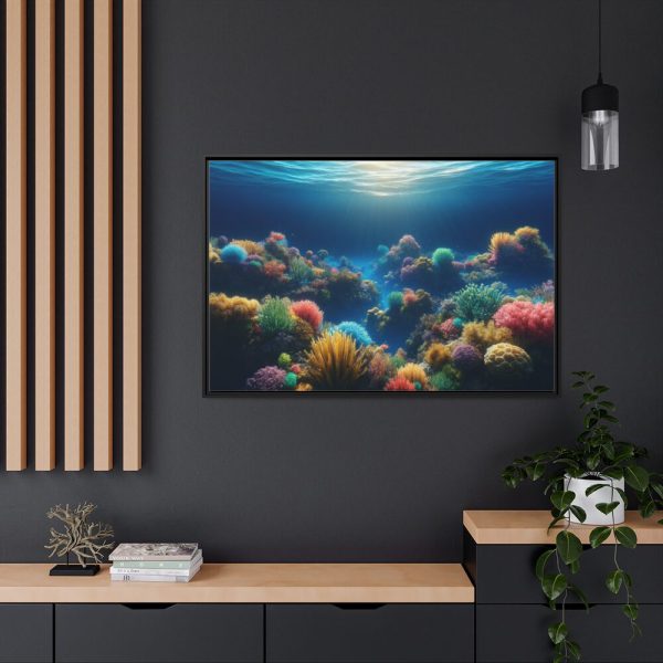 88289-74.jpg Colorful Coral in the Deep Blue Ocean Framed Canvas