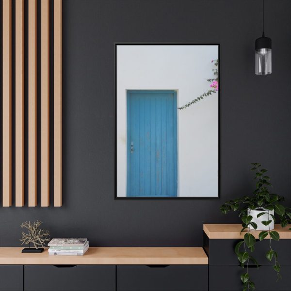 88299-104.jpg Blue Door at Santorini, Greece Framed Canvas