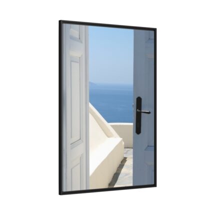 Door Opening to Sea View Framed Canvas