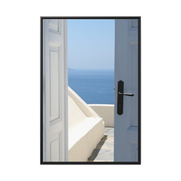88299-111.jpg Door Opening to Sea View Framed Canvas