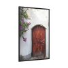 House With Pink Flowers Framed Canvas