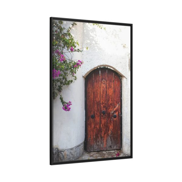House With Pink Flowers Framed Canvas