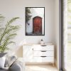 House With Pink Flowers Framed Canvas