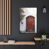 House With Pink Flowers Framed Canvas