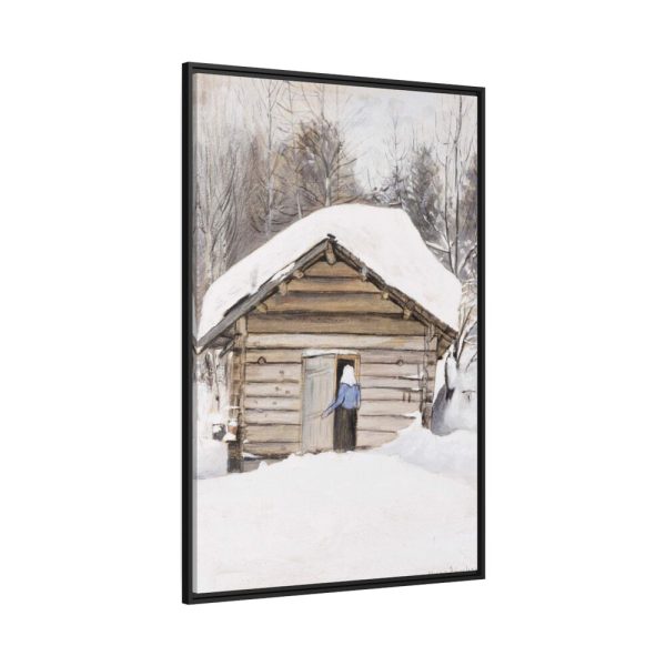 88299-20.jpg Old Woman at the Sauna Door Framed Canvas