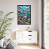 88299-33.jpg Whimsical Assortment Of Marine Life Framed Canvas
