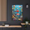 88299-34.jpg Whimsical Assortment Of Marine Life Framed Canvas