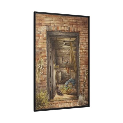 Brick Wall with Open Door and Shovel by Elizabeth Murray Framed Canvas
