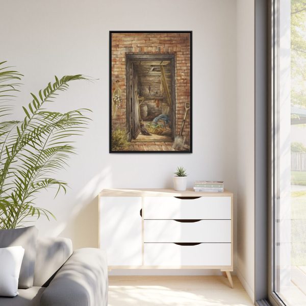 88299-53.jpg Brick Wall with Open Door and Shovel by Elizabeth Murray Framed Canvas