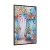 88299-65.jpg Whimsical Door With Garden of Potted Plants Framed Canvas
