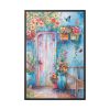 88299-66.jpg Whimsical Door With Garden of Potted Plants Framed Canvas