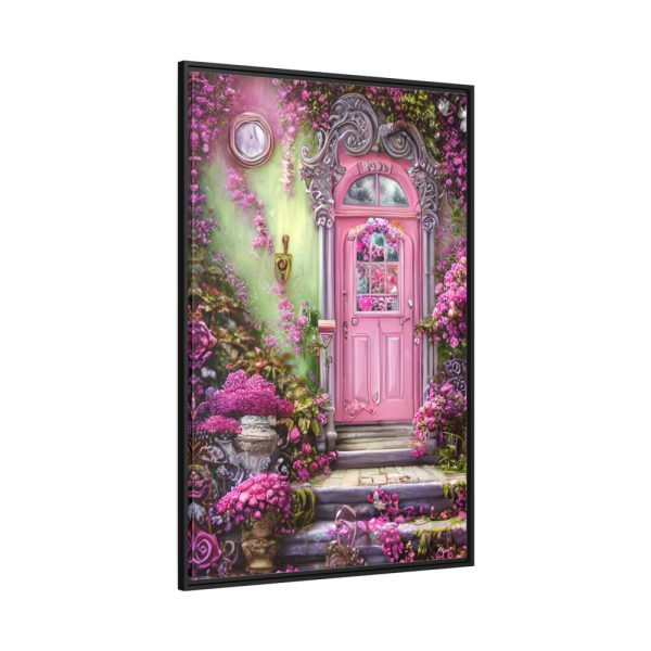 88299-70.jpg Flowersand A Pink Door Framed Canvas