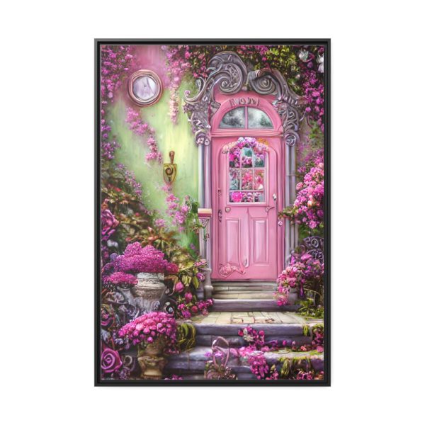88299-71.jpg Flowersand A Pink Door Framed Canvas