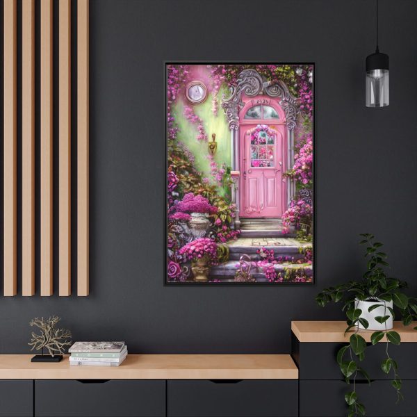 88299-74.jpg Flowersand A Pink Door Framed Canvas