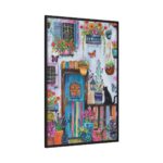 Whimsical Flowery Door Art Print Framed Canvas