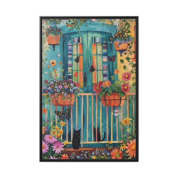 88299-86.jpg Blue Door With Black Cats Framed Canvas