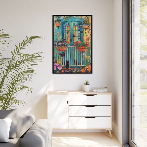 88299-88.jpg Blue Door With Black Cats Framed Canvas